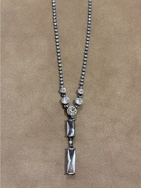 Elegant Silver-Tone Crystal Drop Necklace